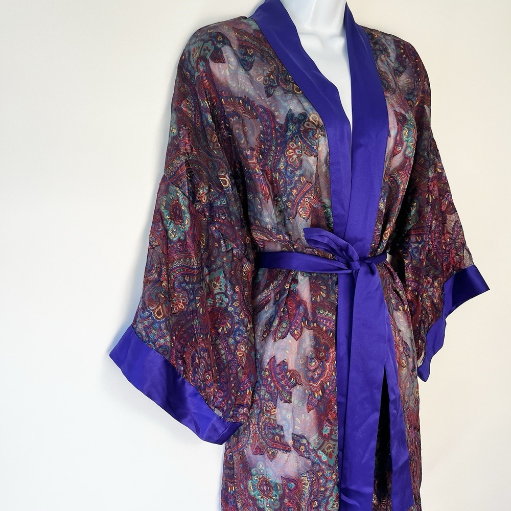 Victoria's Secret Vintage Sheer Kimono Robe One Size Fairy Core Floral 90s - Picture 2 of 9